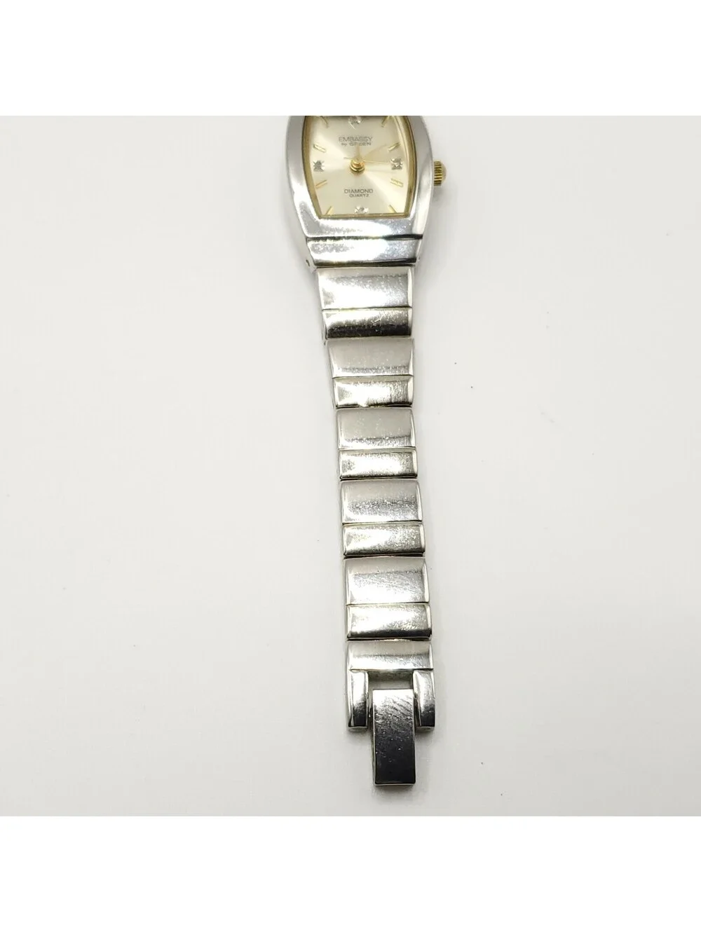 Embassy By Gruen Diamond Watch Women New Battery 20mm Silver Tone